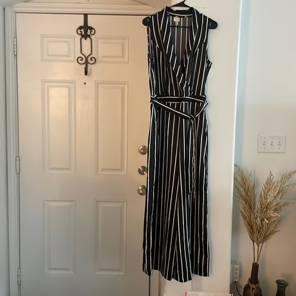 Black and White Stripe Jumpsuit Size L - Picture 2 of 8